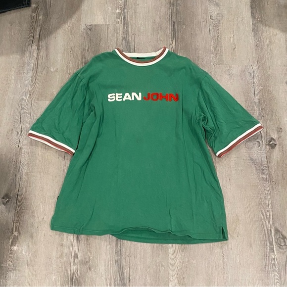 Y2K Sean John Green and Red HipHop Oversized T-Shirt ! - Picture 1 of 6